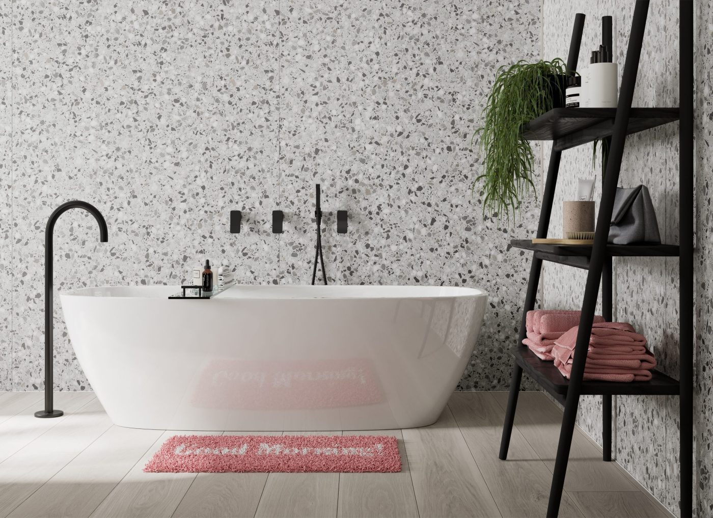Positano Grey Terrazzo Bathroom Wall Panels – Showerwall