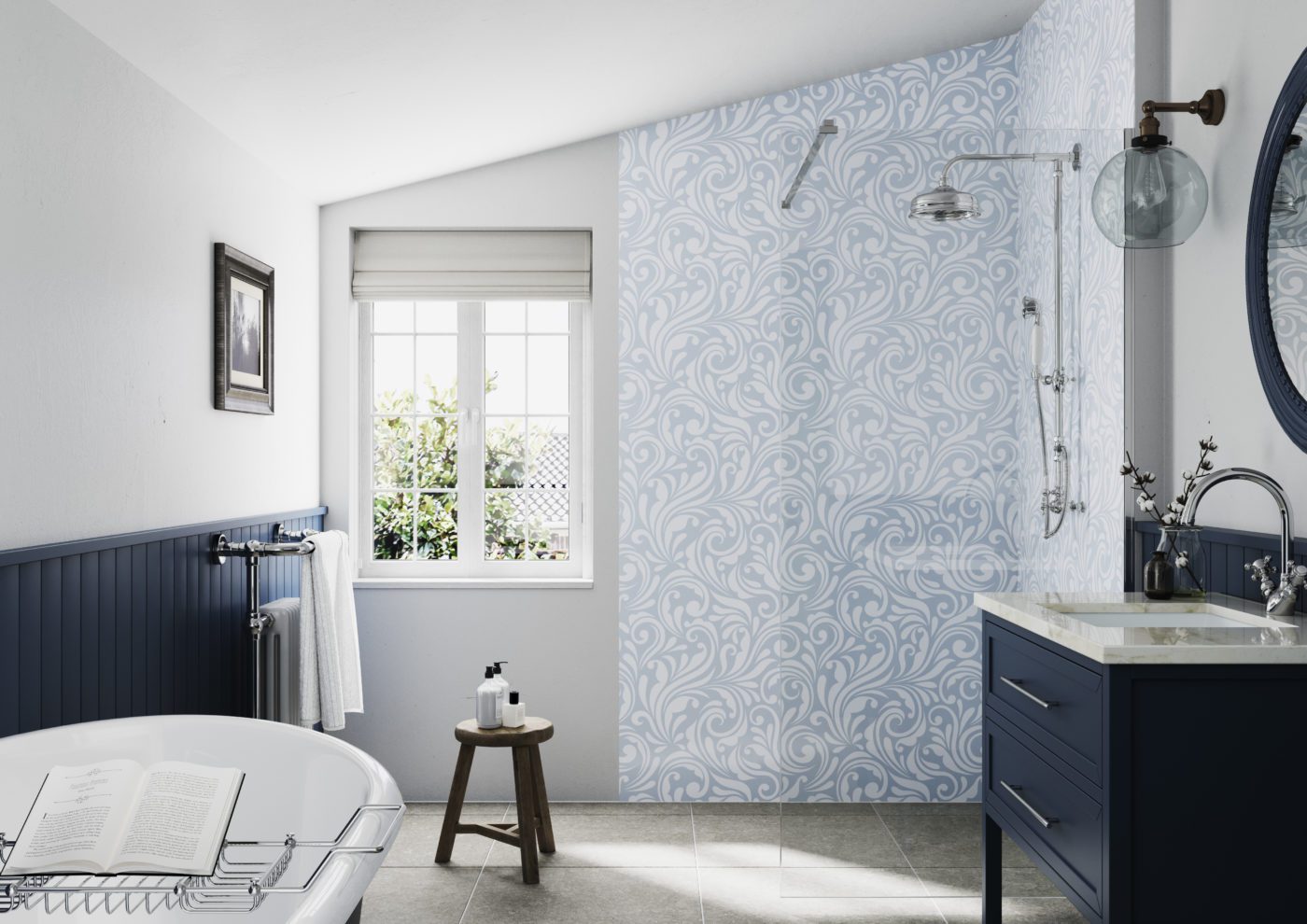 Victorian Floral Sky Bathroom Wall Panels – Showerwall