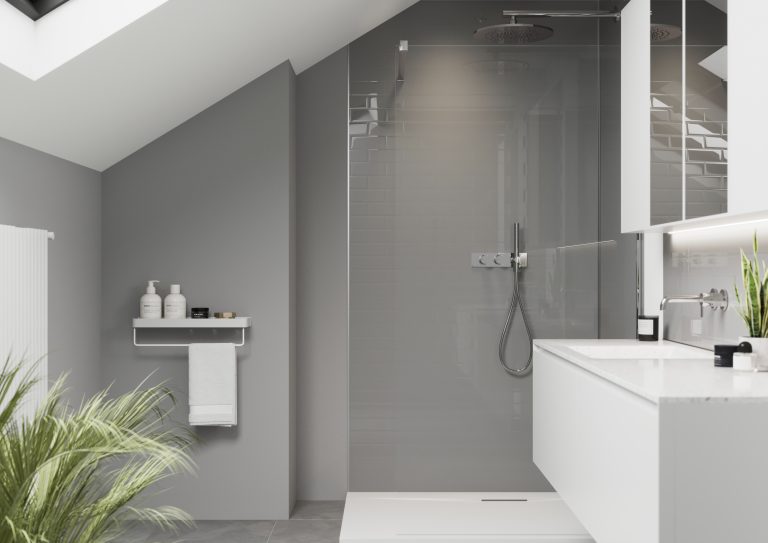 dove grey bathroom wall panels